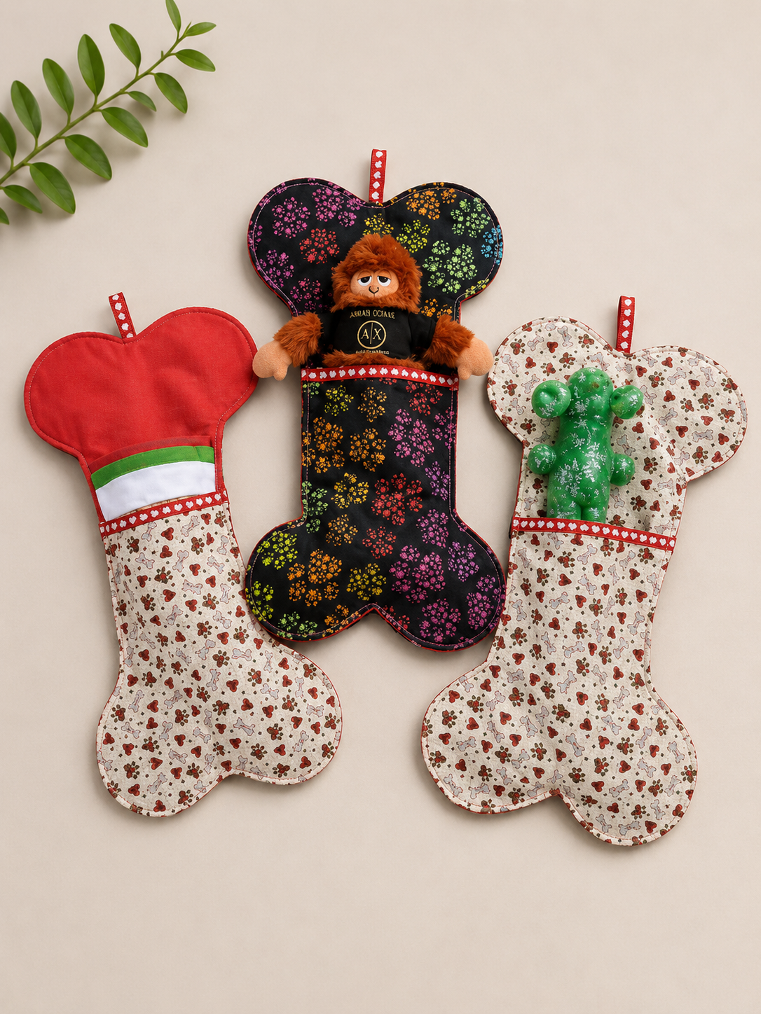 Handmade Dog Bone Holiday Stockings